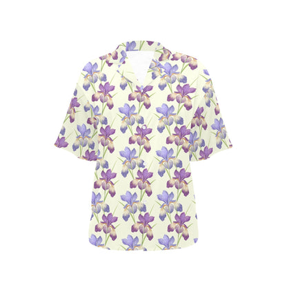Iris Pattern Print Design IR08 Women's Hawaiian Shirt