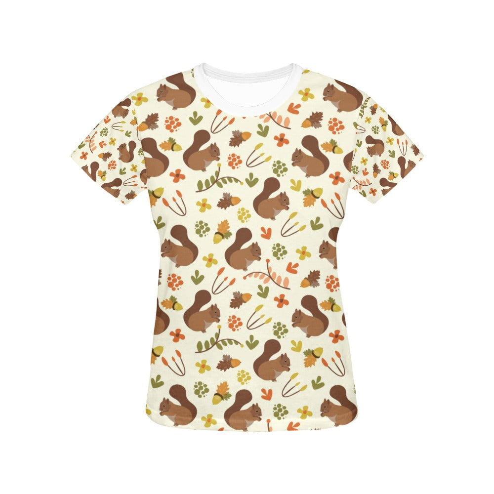 Squirrel Print Design LKS3010 Women's  T-shirt