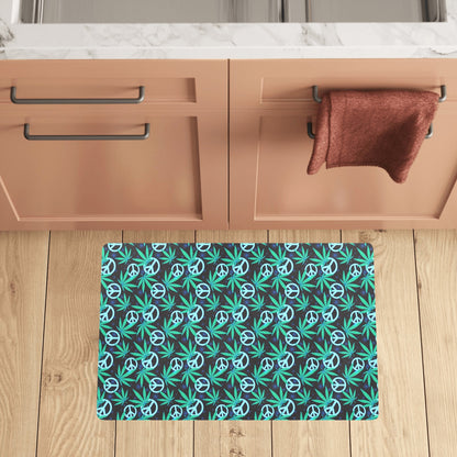 Peace Sign Themed Design Print Kitchen Mat
