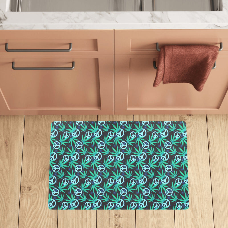 Peace Sign Themed Design Print Kitchen Mat