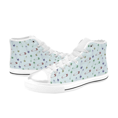 Safety Pin Print Design LKS303 High Top Women's White Shoes