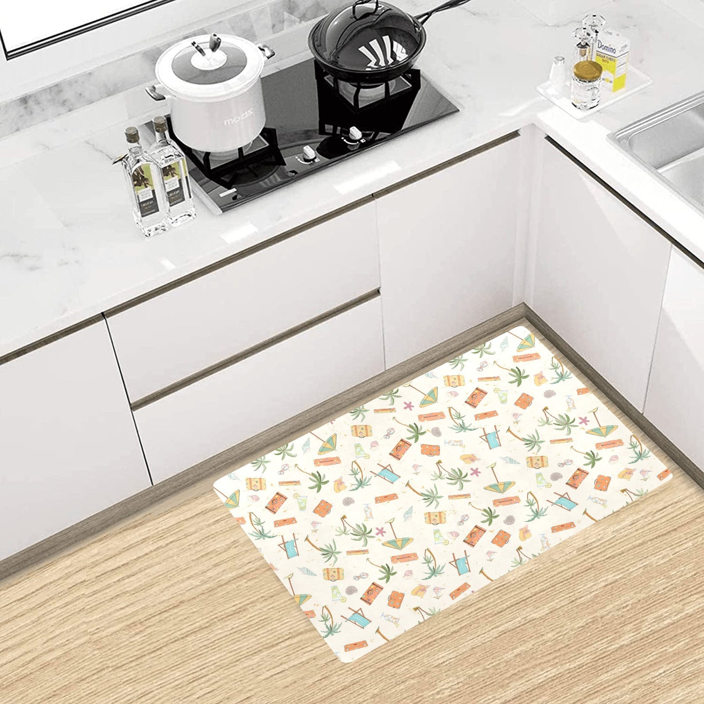 Beach Themed Pattern Print Design 05 Kitchen Mat