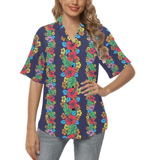 Hawaiian Themed Pattern Print Design H03 Women's Hawaiian Shirt