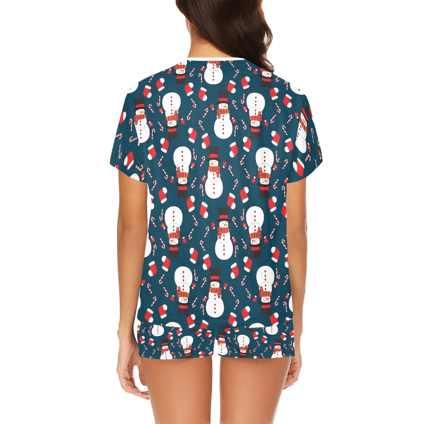Snowman Print Design LKS301 Women's Short Pajama Set