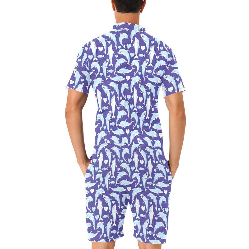 Dolphin Smile Print Pattern Men's Romper