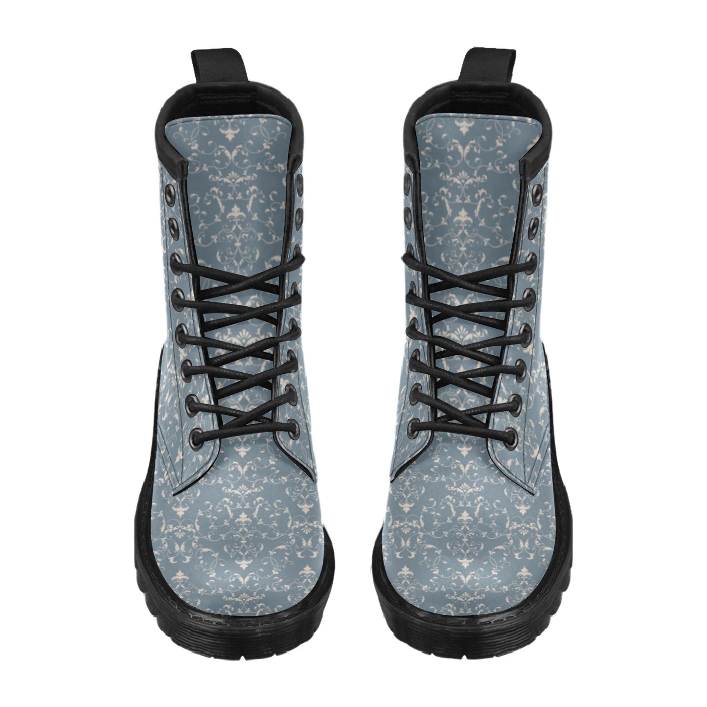 Damask Elegant Teal Print Pattern Women's Boots