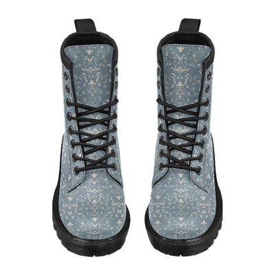 Damask Elegant Teal Print Pattern Women's Boots