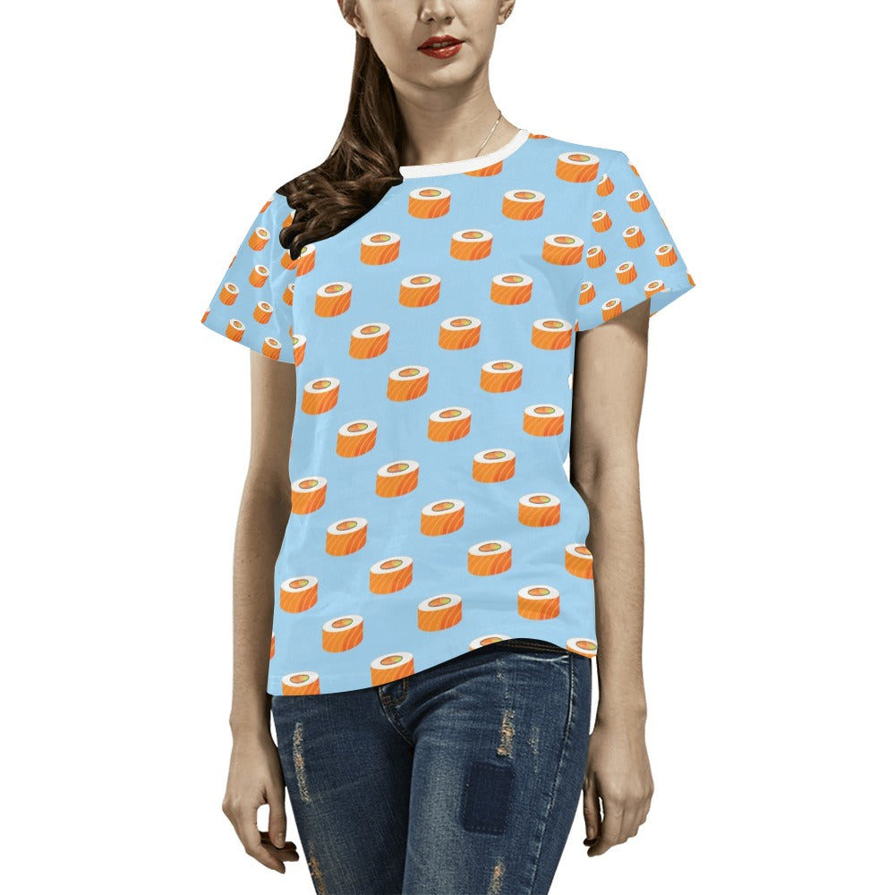 Salmon Sushi Print Design LKS307 Women's  T-shirt
