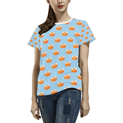 Salmon Sushi Print Design LKS307 Women's  T-shirt