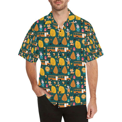 School Bus Print Design LKS309 Men's Hawaiian Shirt