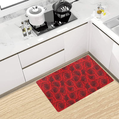 Rose Red Pattern Print Design RO04 Kitchen Mat