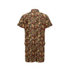 Skull Roses Vintage Design Themed Print Men's Romper