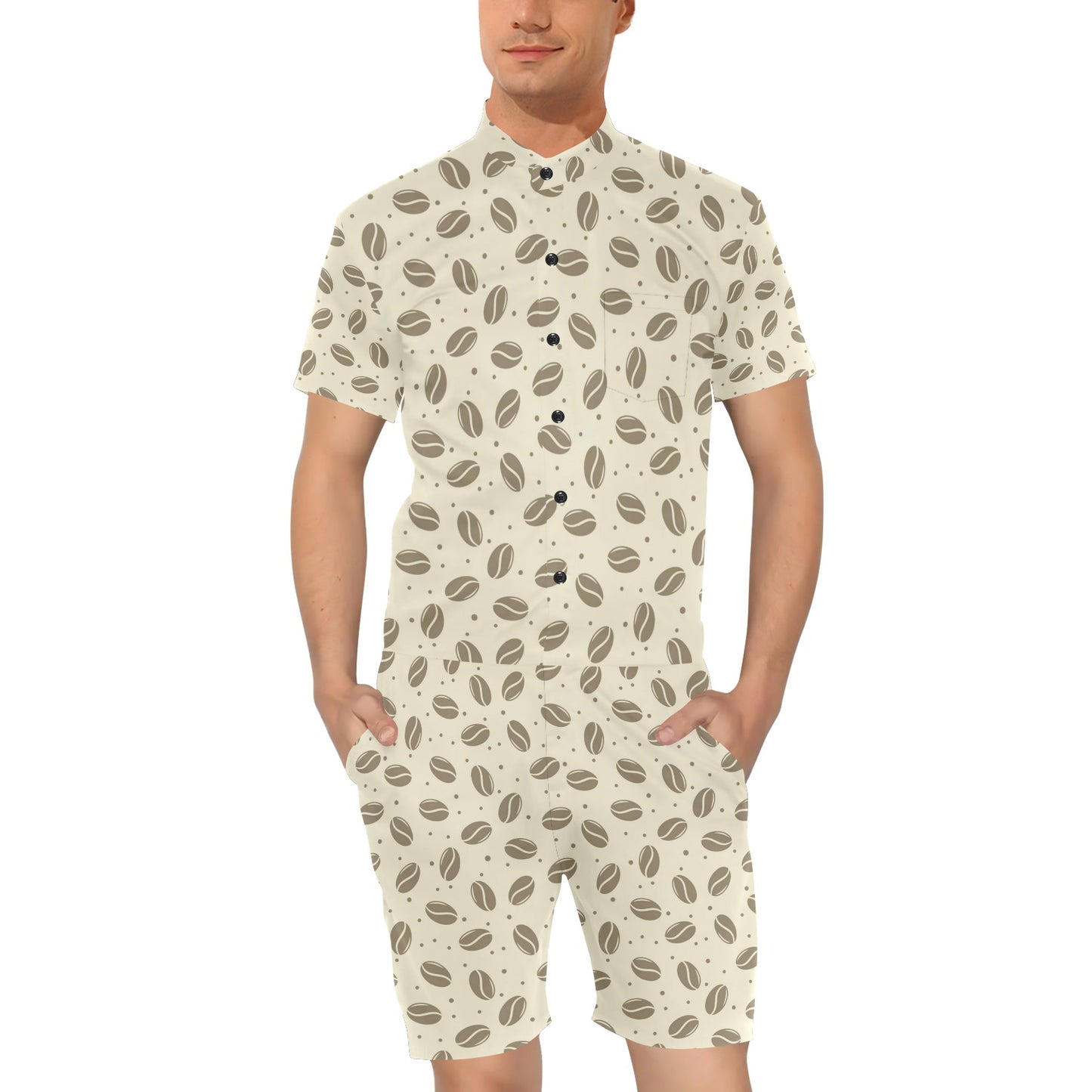 Coffee Pattern Print Design 02 Men's Romper