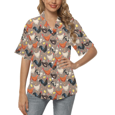 Chicken Evolution Pattern Women's Hawaiian Shirt