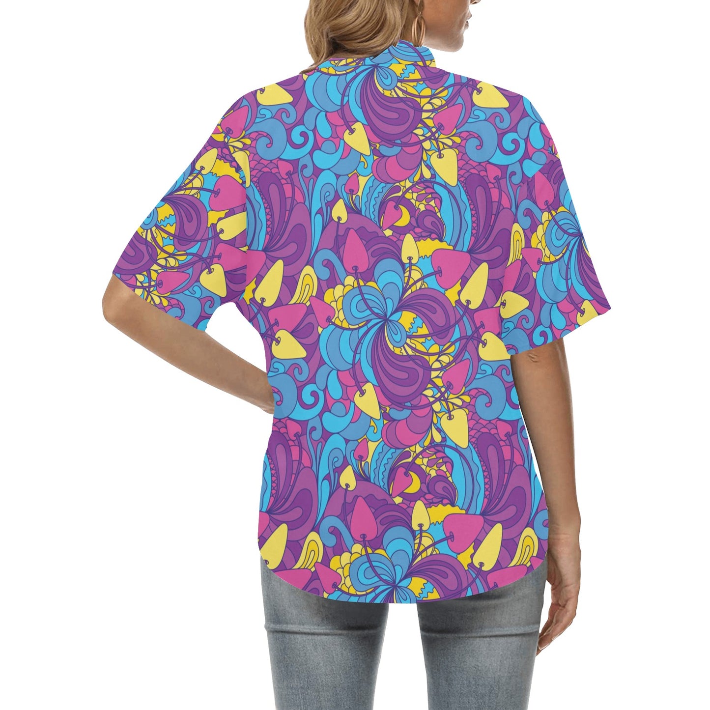 Psychedelic Mushroom Pattern Print Design A03 Women's Hawaiian Shirt