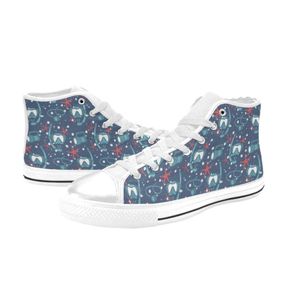 Scuba Equipment Print Design LKS302 High Top Women's White Shoes