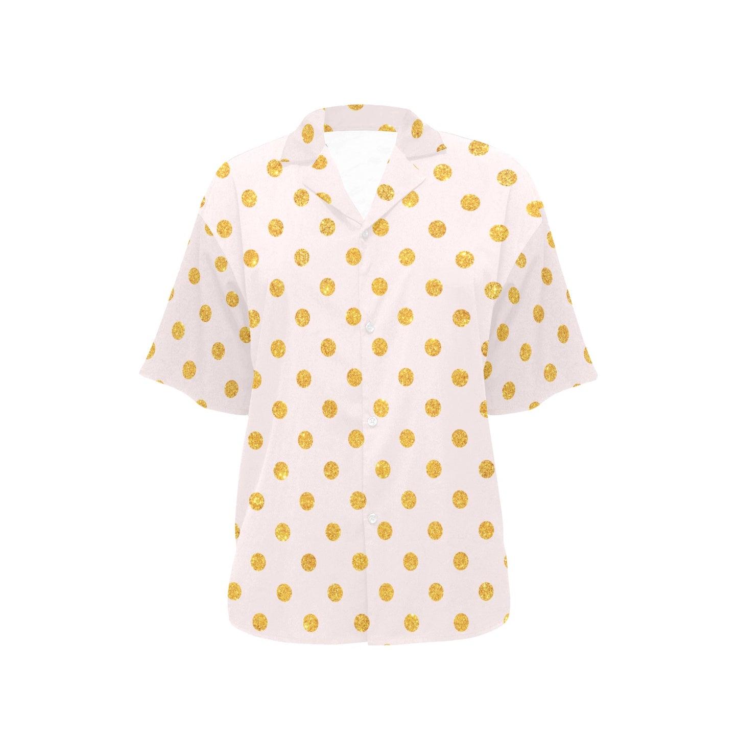 Polka Dot Gold Pink Pattern Print Design 01 Women's Hawaiian Shirt