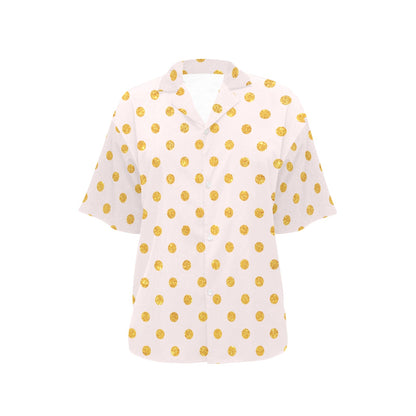 Polka Dot Gold Pink Pattern Print Design 01 Women's Hawaiian Shirt