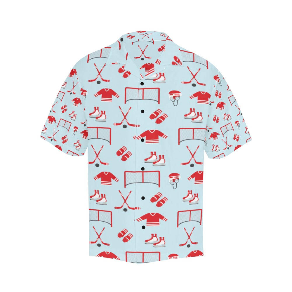 Hockey Red Equipment Print Design LKS305 Men's Hawaiian Shirt
