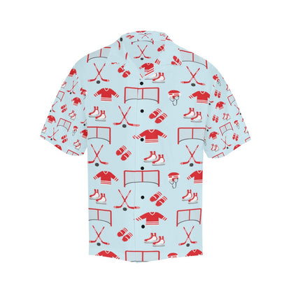 Hockey Red Equipment Print Design LKS305 Men's Hawaiian Shirt