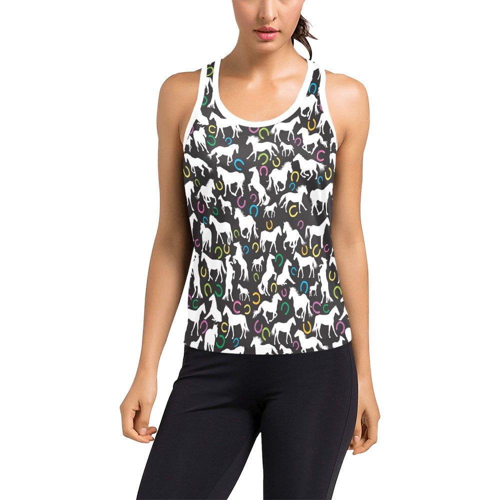 Horse Hoof Colorful Print Design LKS301 Women's Racerback Tank Top