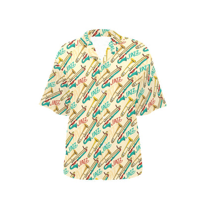 Trombone Pattern Print Design 03 Women's Hawaiian Shirt