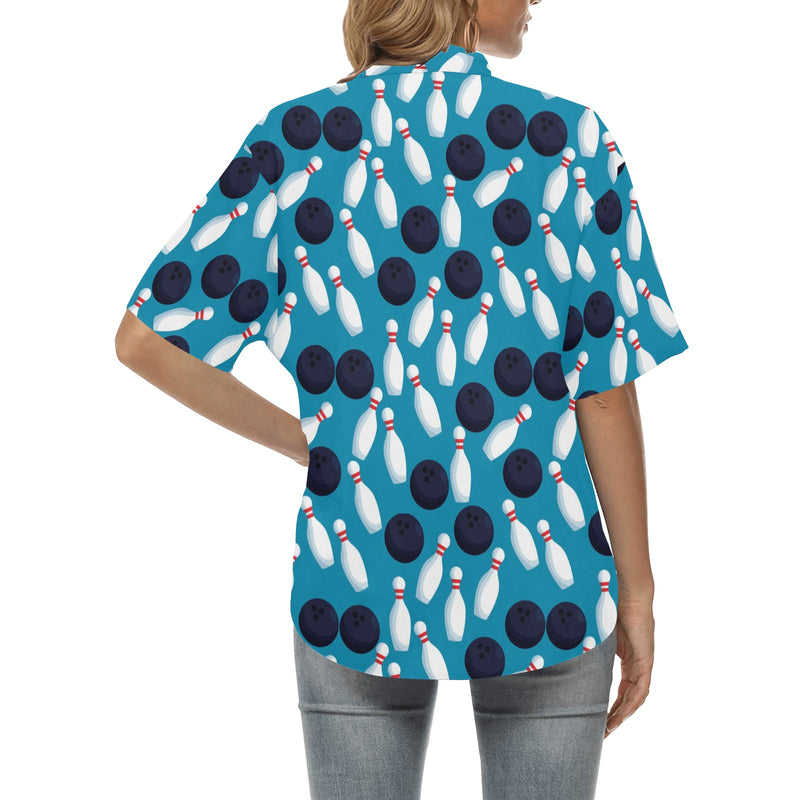 Bowling Pin Pattern Print Design 010 Women's Hawaiian Shirt
