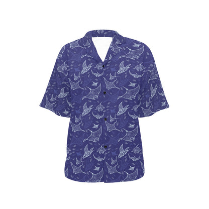 Manta Ray Print Design LKS401 Women's Hawaiian Shirt