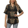 Gold Butterfly Ornamental Women's Hawaiian Shirt