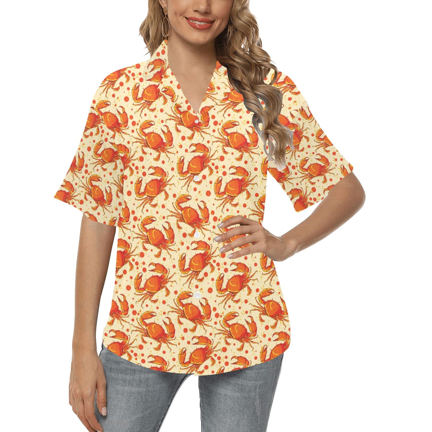 Crab Pattern Print Design 01 Women's Hawaiian Shirt
