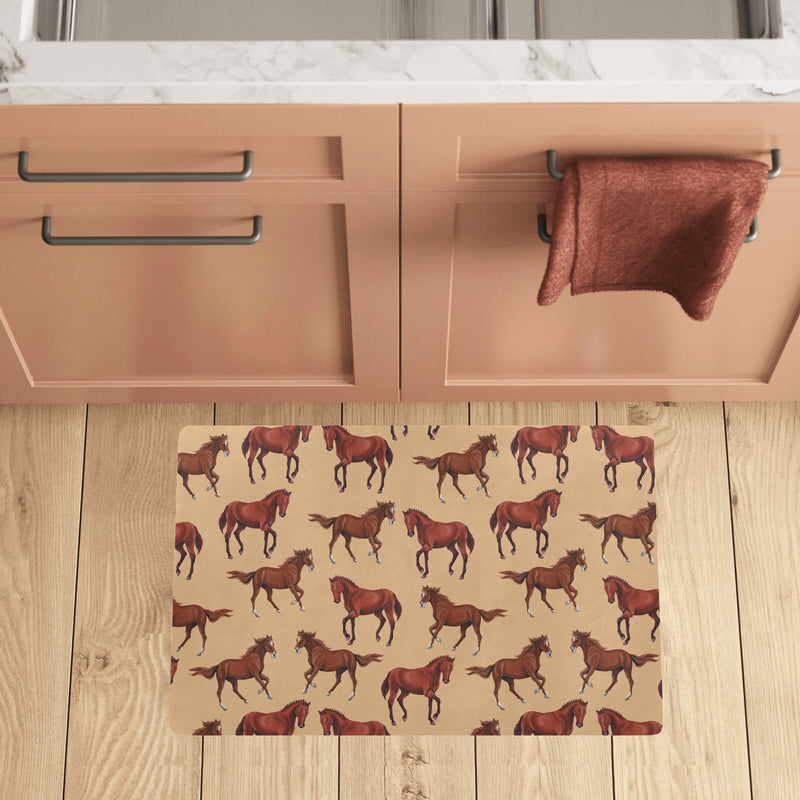 Brown Horse Print Pattern Kitchen Mat