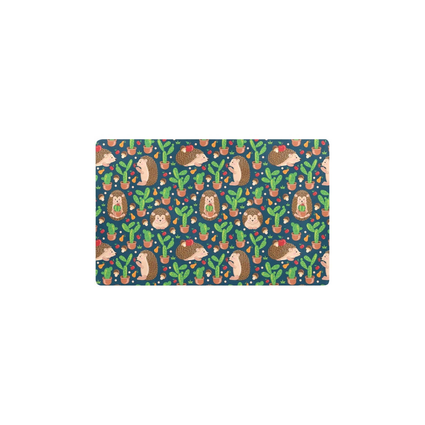 Hedgehog Cactus Pattern Print Design 04 Kitchen Mat