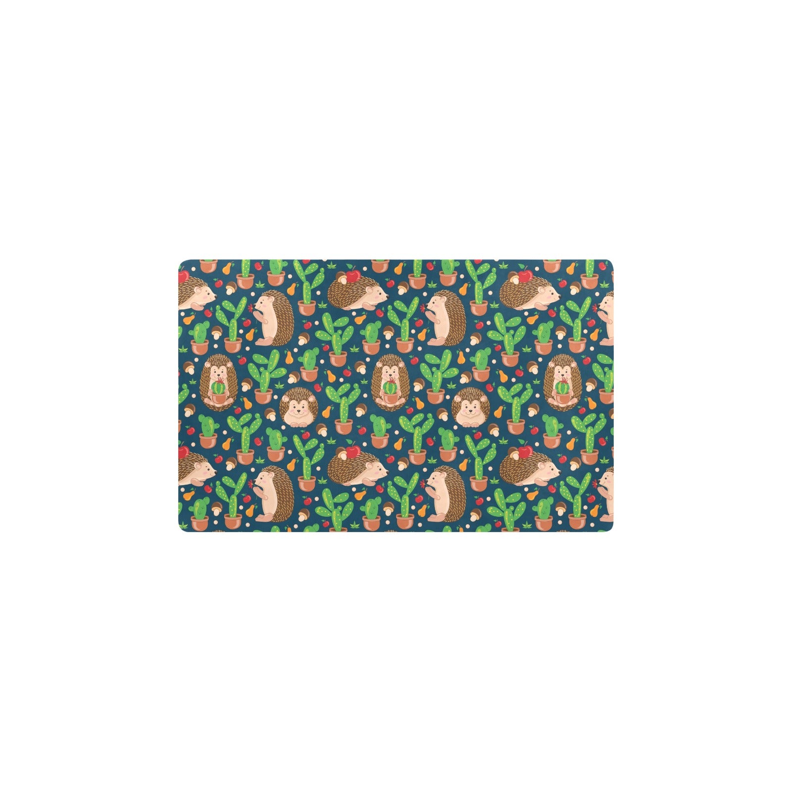 Hedgehog Cactus Pattern Print Design 04 Kitchen Mat