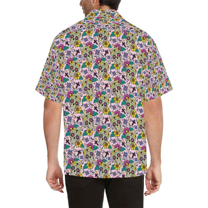 Sugar Skull Print Design LKS307 Men's Hawaiian Shirt