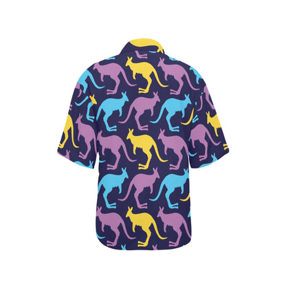Kangaroos Pattern Print Design 02 Women's Hawaiian Shirt