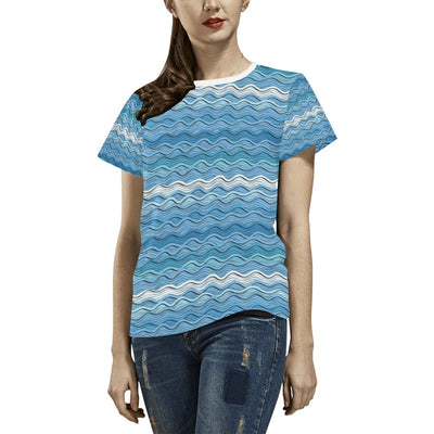 Wave Print Design LKS301 Women's  T-shirt