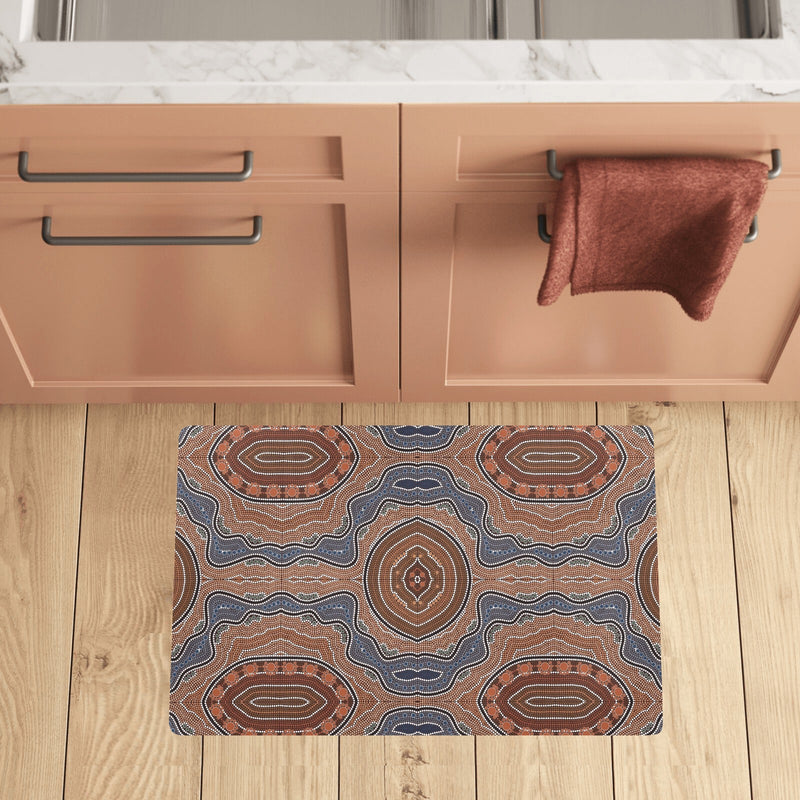 Aboriginal Pattern Print Design 01 Kitchen Mat