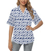 Hibiscus Blue Hawaiian Flower Pattern Women's Hawaiian Shirt