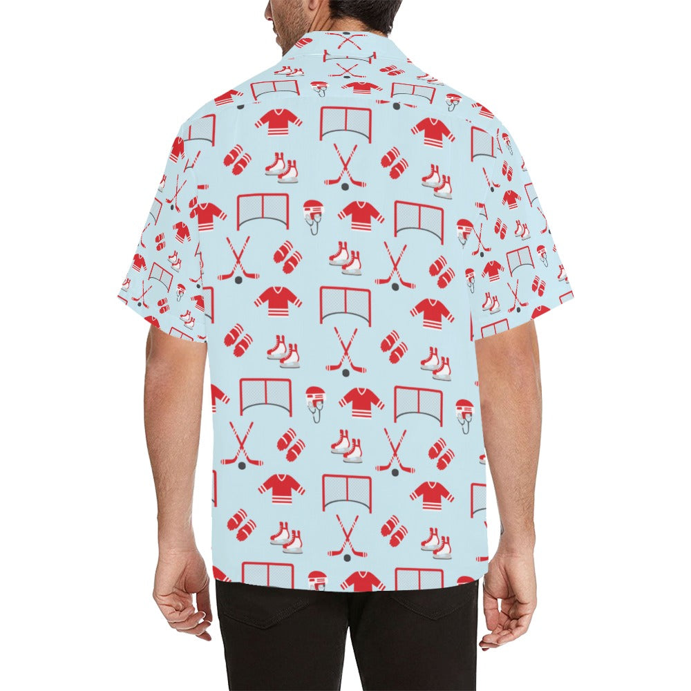 Hockey Red Equipment Print Design LKS305 Men's Hawaiian Shirt
