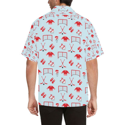 Hockey Red Equipment Print Design LKS305 Men's Hawaiian Shirt