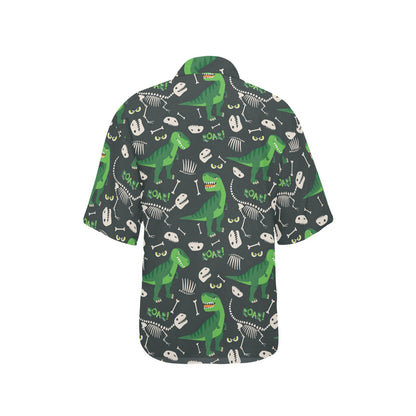 T Rex Pattern Print Design A05 Women's Hawaiian Shirt