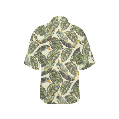 Banana Leaf Pattern Print Design BL08 Women's Hawaiian Shirt