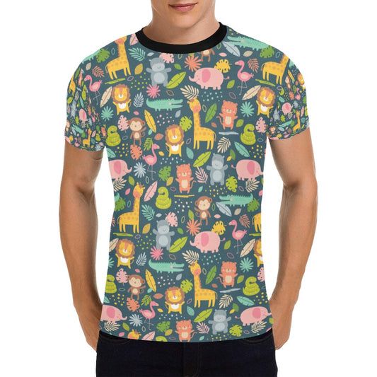 Safari Animal Cartoon Print Design LKS305 Men's All Over Print T-shirt