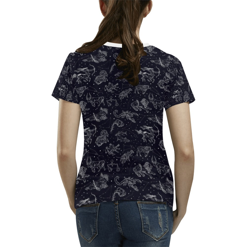 Zodiac Print Design LKS304 Women's  T-shirt