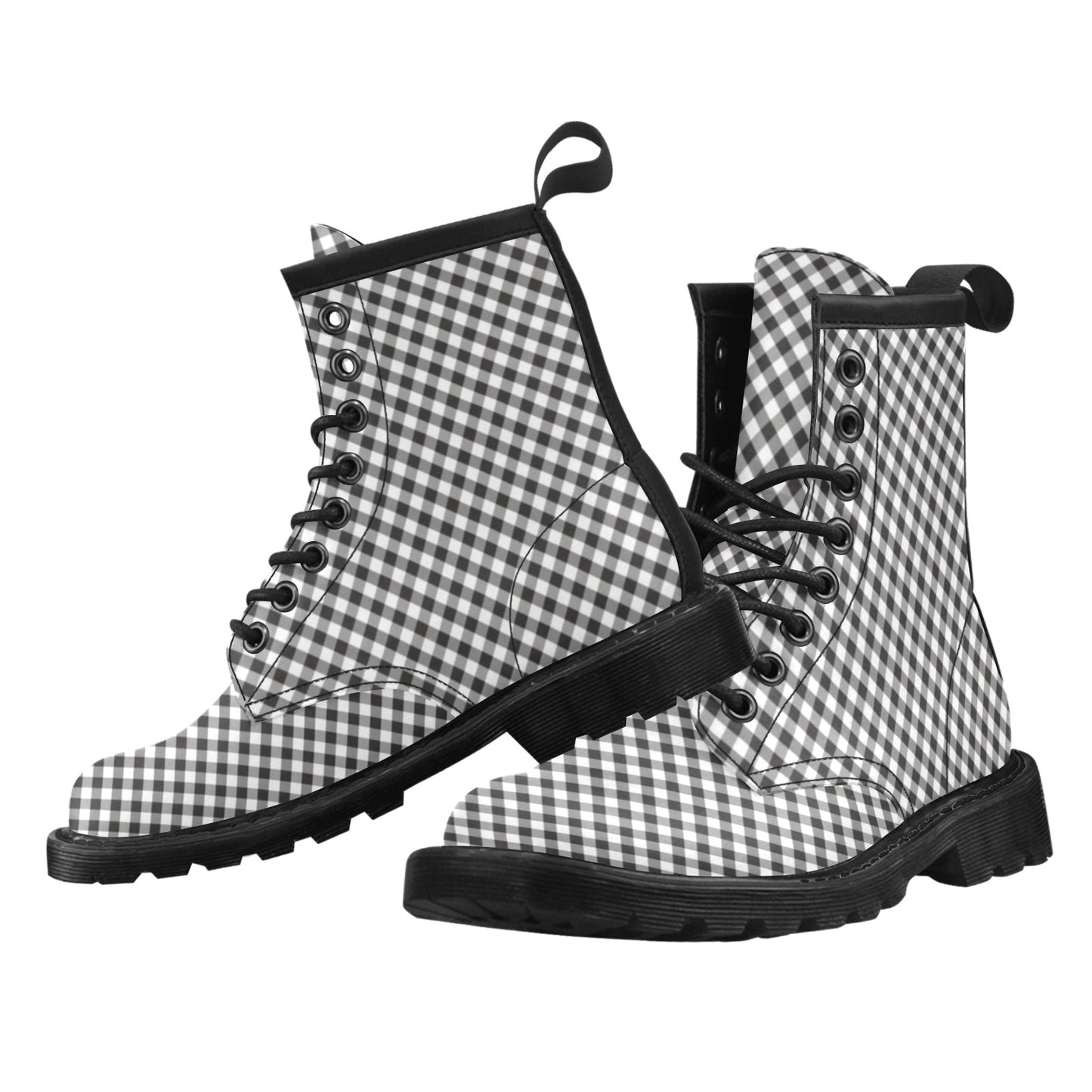 Gingham Print Design LKS402 Women's Boots