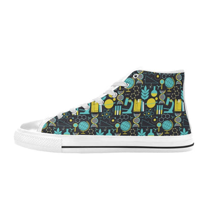 Science Print Design LKS301 High Top Women's White Shoes