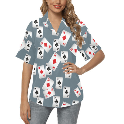 Poker Cards Pattern Print Design A05 Women's Hawaiian Shirt