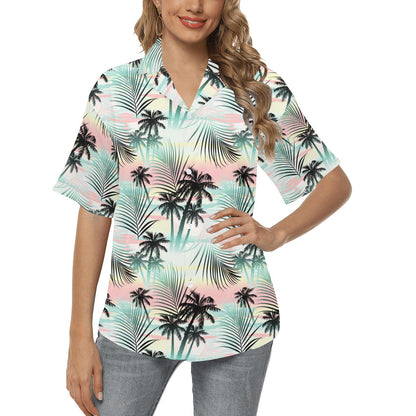 Palm Tree Pattern Print Design A03 Women's Hawaiian Shirt