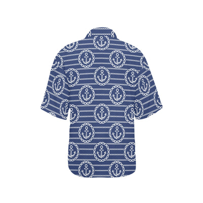 Anchor Stripe Pattern Women's Hawaiian Shirt