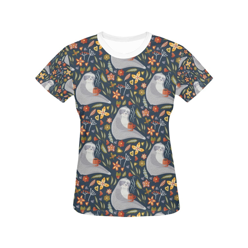 Sloth Print Design LKS303 Women's  T-shirt